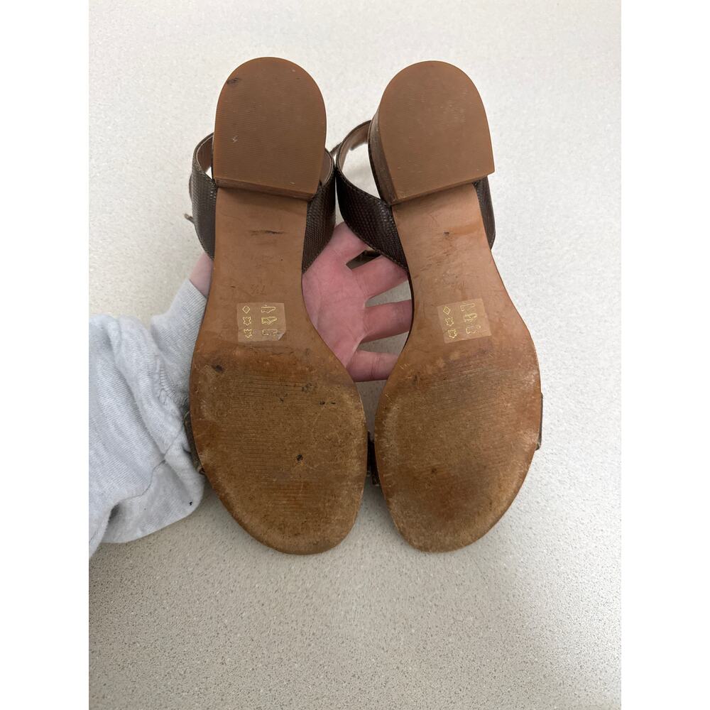 Madewell The Alice Safari Brown Leather Snakeskin Open Toe Sandal Heels Size 7.5 - Picture 4 of 8